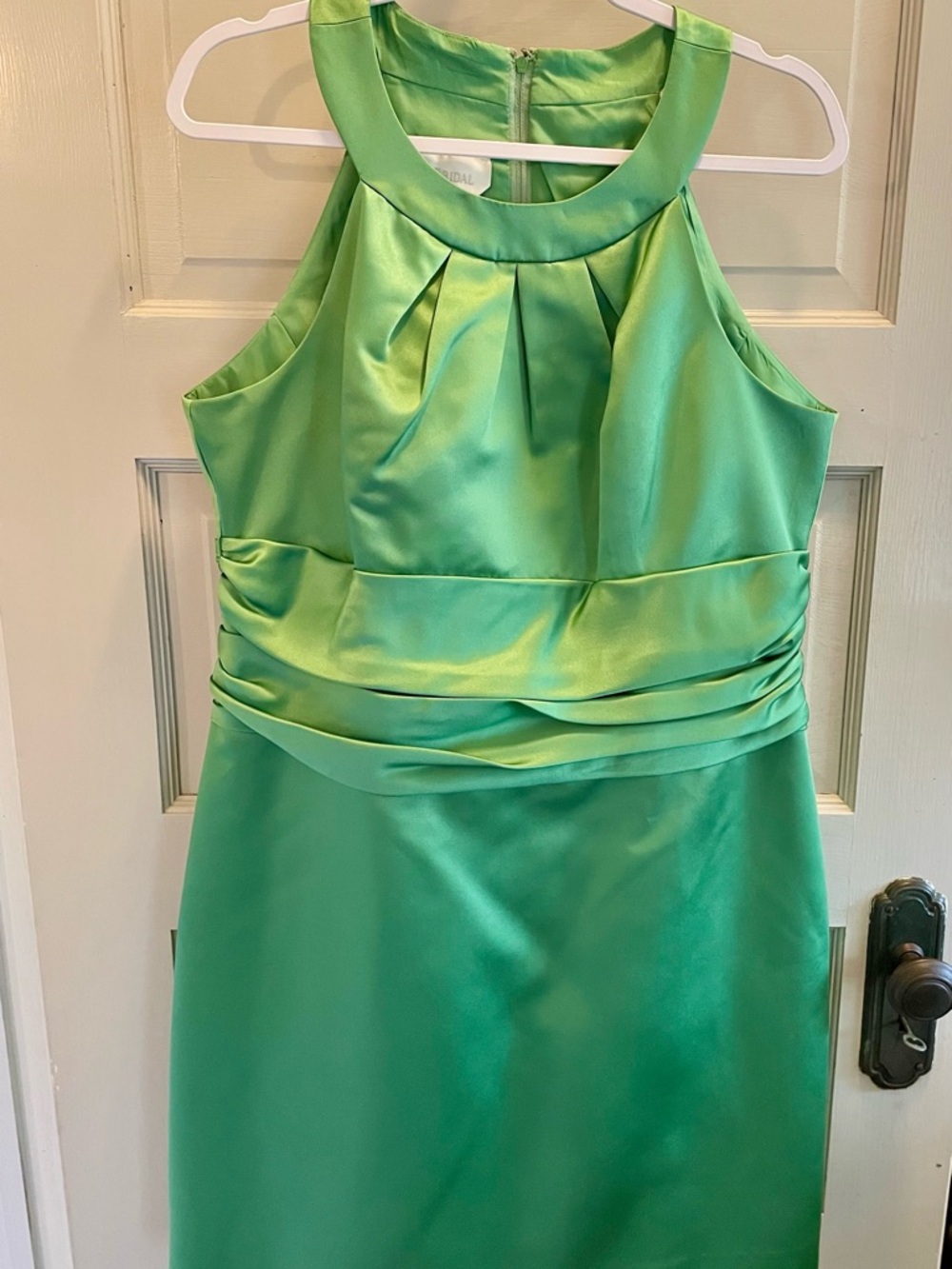 David's Bridal Bright Green Halter Dress